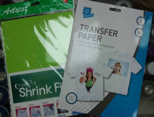 Shrink FIlm and Transfer Paper (in Art and Craft valley in Coulsdon)