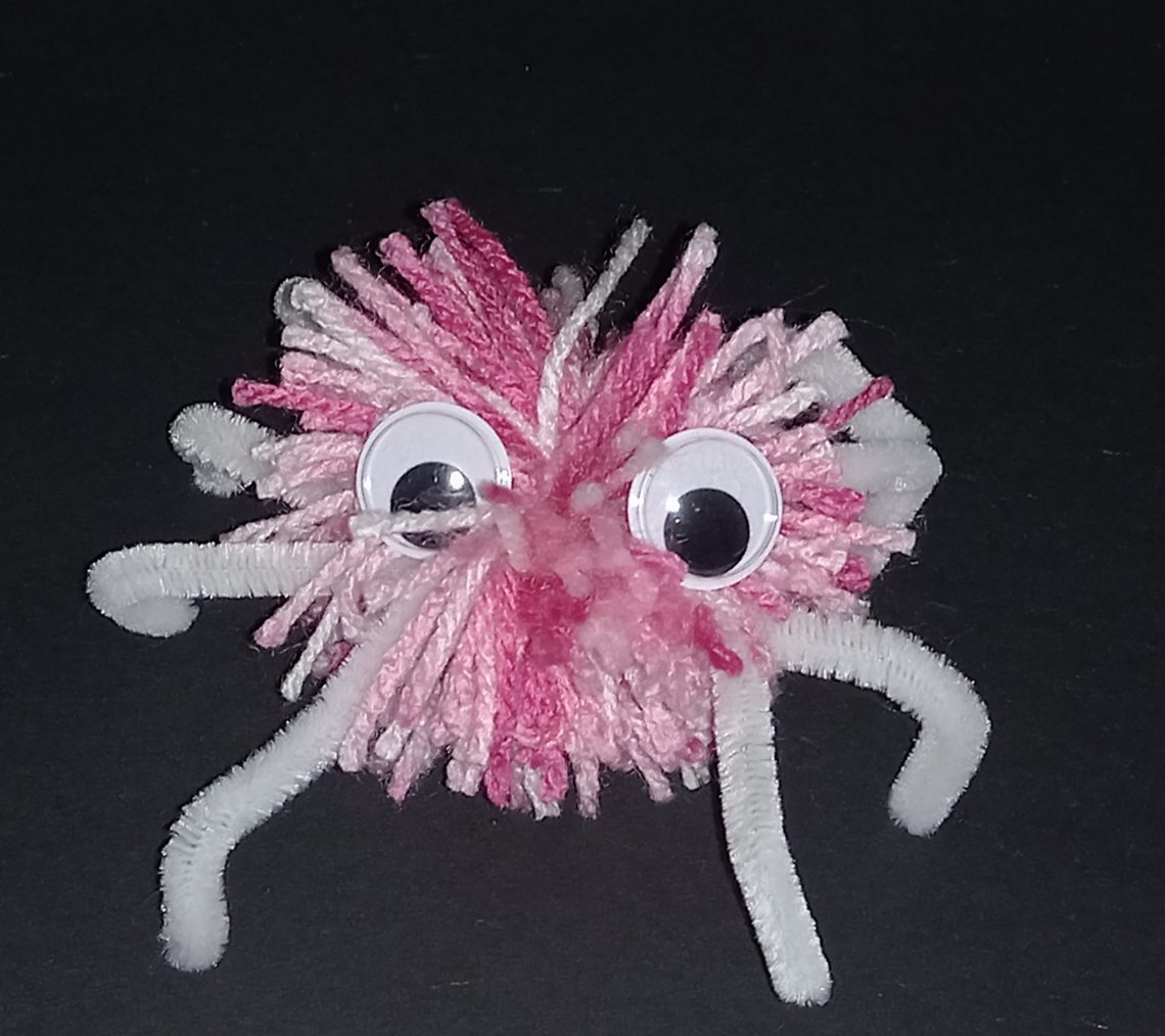 Fuzzy pompom spider At Art and Craft Valley, Coulsdon