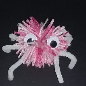 Fuzzy pompom spider At Art and Craft Valley, Coulsdon