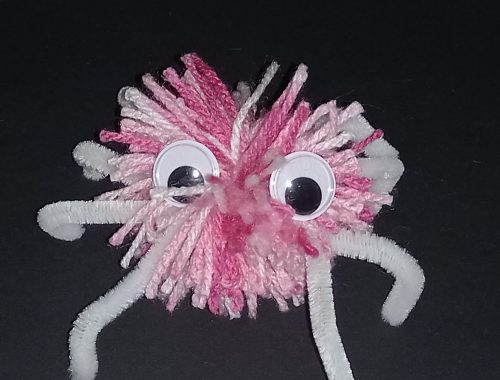 Fuzzy pompom spider At Art and Craft Valley, Coulsdon