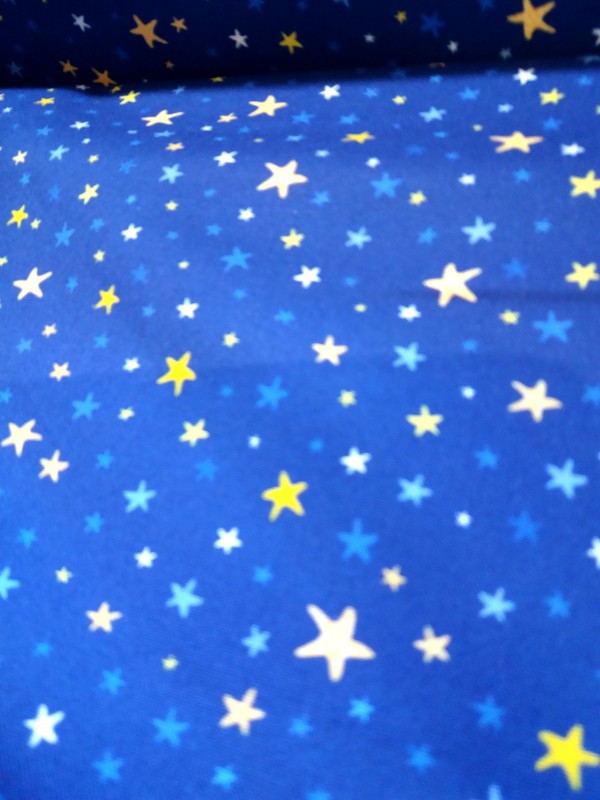 Blue stars patterned fabric at Art and Craft Valley, Coulsdon