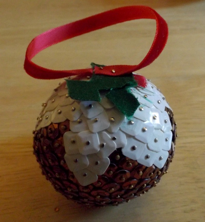 Sequin Christmas Pudding decoration at Art and Craft Valley, Coulsdon